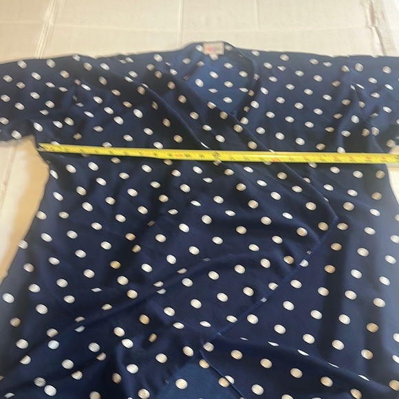 Lularoe Navy and white Polka Dot Cardigan shawl open from elbow length oversized - Picture 6 of 9